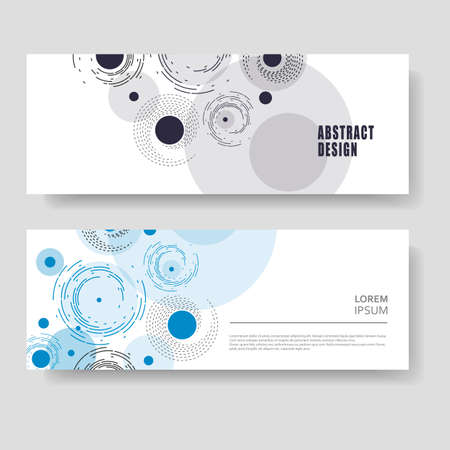 Two modern banner. Abstract modern technology background, futuristic twirl design. Lines and circle structure elementsのイラスト素材