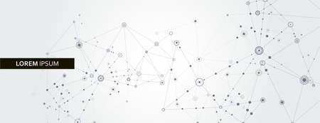 Geometric connected line and dots. Simple technology graphic background. Vector banner design.のイラスト素材