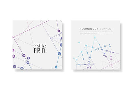 Abstract polygonal geometric shape with molecule structure style. Connect lines and dots cover brochure.のイラスト素材