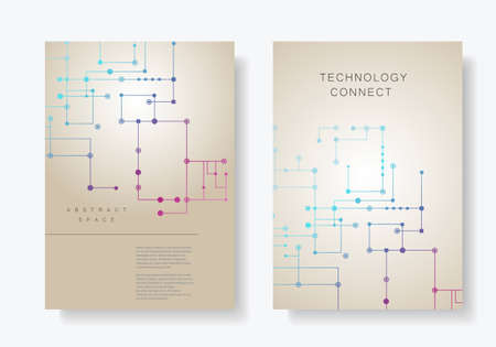Circuit line background, connected dots and lines. Vector abstract designのイラスト素材