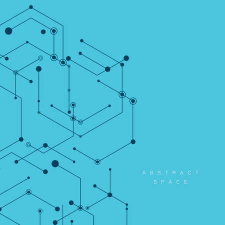 Abstract vector connection hexagons and social network background.のイラスト素材
