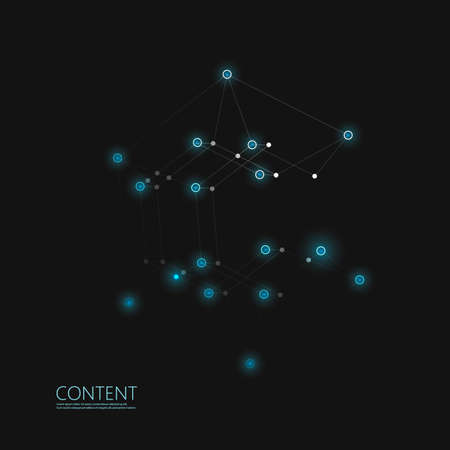 Abstract polygonal structure on dark background with connecting dots and lines.のイラスト素材