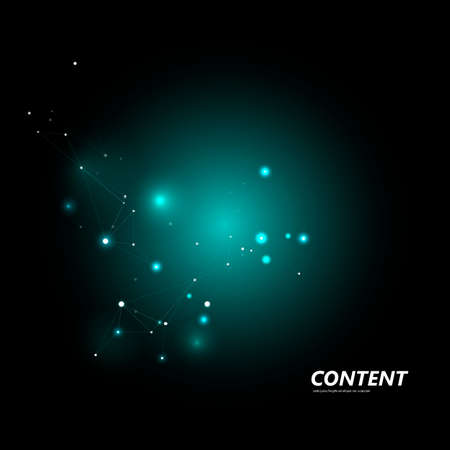 Abstract structure. Network design with connecting dot and line. Vector dark space background.のイラスト素材