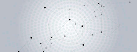Geometric grey background connected molecule with line and dotsのイラスト素材