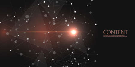 Network abstract design with connecting dot and line. Vector dark space backgroundのイラスト素材