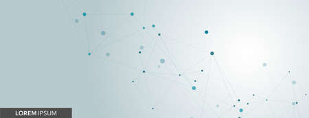 Scientific polygonal horizontal background with abstract connecting dots and lines.のイラスト素材