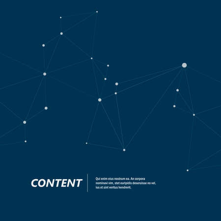 Geometric abstract structure with connected line and dots on blue backgroundのイラスト素材