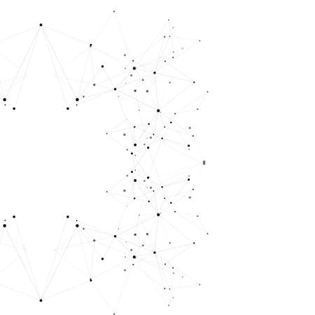 Modern connected background with geometric shapes, lines and dots.のイラスト素材