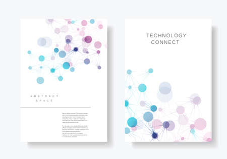 Modern geometric templates with connected lines and dots technology design.のイラスト素材