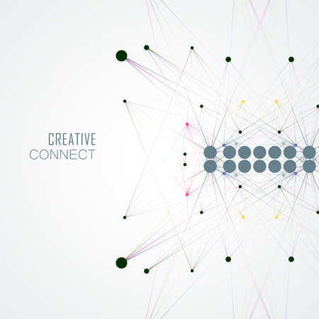 Modern technology design with connected lines and dotsのイラスト素材