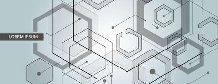 Vector connected hexagon banner design