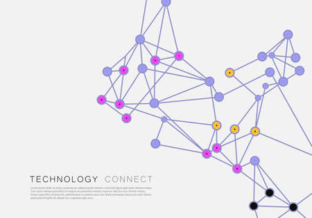 Abstract network minimalistic design with connected colours lines and dots