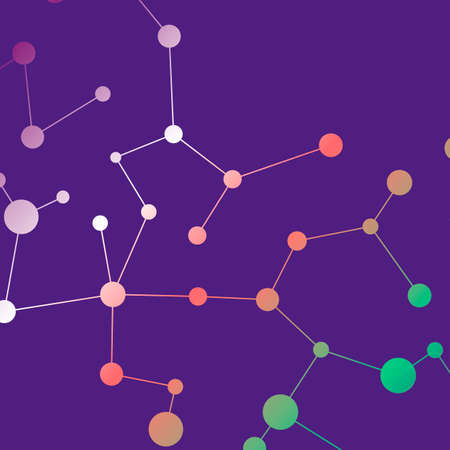 Vector lines and dots connection science and technology background. Molecular, social media, digital...
