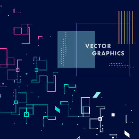 Vector modern background with connect lines and square. Abstract architectural plan with simple elements.のイラスト素材