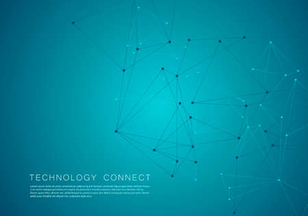 Cover template for science and technology presentation or web with vector connect lines and dots