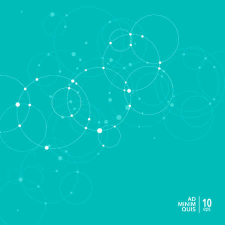 Abstract vector geometric illustration background with connected lines and dots and circlesのイラスト素材