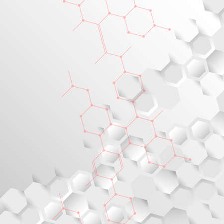 Hexagonal abstract connect background on grey background. Vector illustration.
