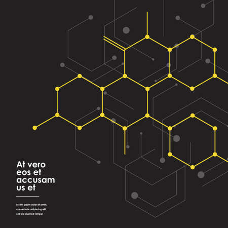 Connection structure on vector science background. Abstract polygonal space grey background with...