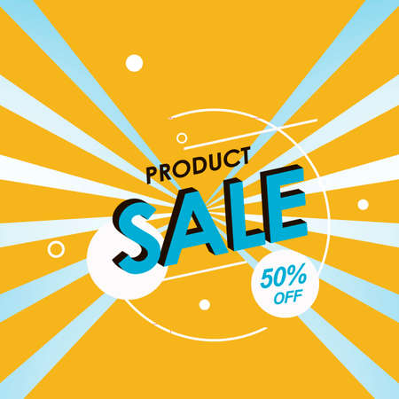 vector illustration.blue inscription sale on a yellow background.fifty percent discounts.のイラスト素材