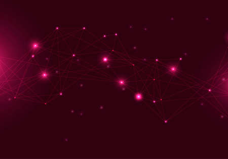 abstract luminous molecules of violet color with dots or lines on a bright background