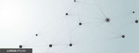 Vector molecular connection pattern with dots and lines in blackのイラスト素材