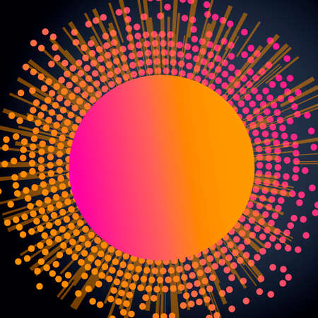Abstract big circle orange many small particlesのイラスト素材