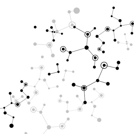 Vector black molecules with dots lines white backgroundのイラスト素材