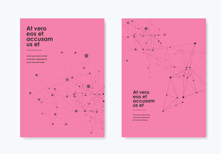 Set brochure connect lines. Geometric background. Website template design. Minimal style design. Corporate document. Geometric art. Brochure, book, magazine template. Business cardのイラスト素材