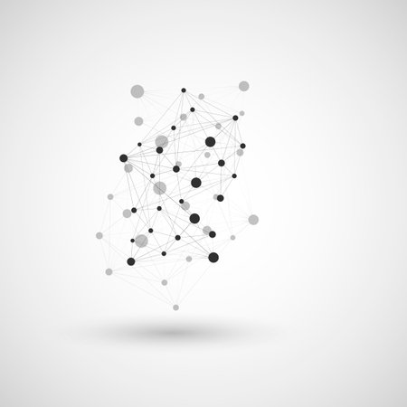 Polygonal web lines connection. Network digital triangle construction. Macromolecule and geometric vector backgroundのイラスト素材