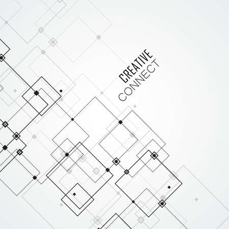 Vector connections with dots lines black white backgroundのイラスト素材