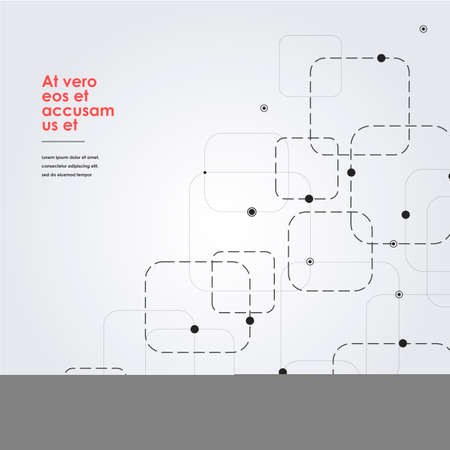 Vector simple technological background. Business computer network concepts backdrop. Modern connection concept with lines and squares and dotsのイラスト素材
