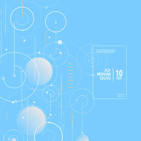 Abstract background with overlapping circles and dots. Chaotic motion.のイラスト素材