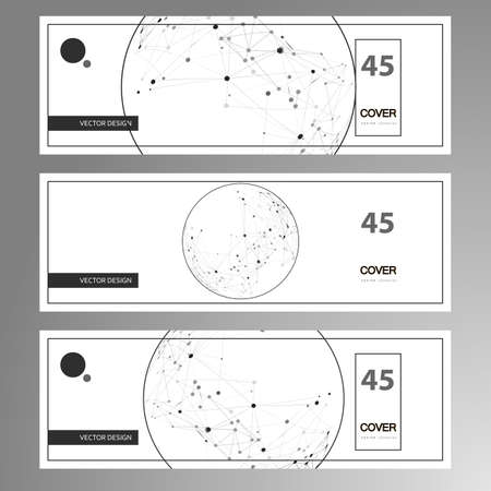 Illustration lines network technology. Tech vector sphere. Connection lines with dots. Vector backgroundのイラスト素材