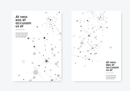 Abstract composition with connect dots and lines Business molecular atomic collection. A4 brochure title certificate, creative presentation. Polygonal shapes backgroundのイラスト素材