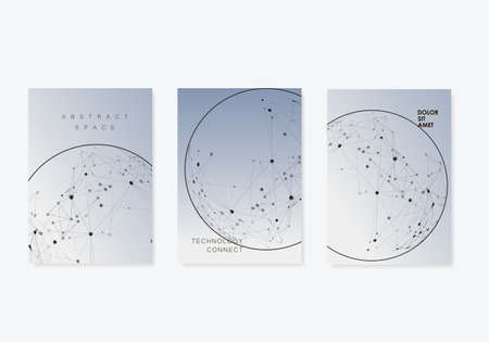 Magazine science. Vector brochure sphere concept. Network, modern mesh tech circles line. Connection...