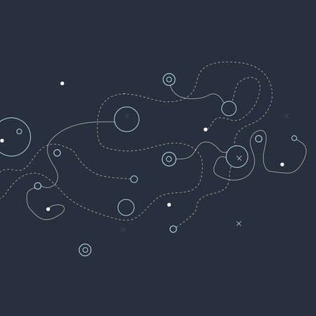 Abstract simple pattern made with circles and dotted lines. Modern minimalist circles vector concept