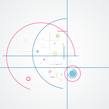 Vector future geometry symbol. Abstract illustration. Circular elements. Creative pattern with abstract geometric objects. Modern design with dots and lines and dotted circlesのイラスト素材