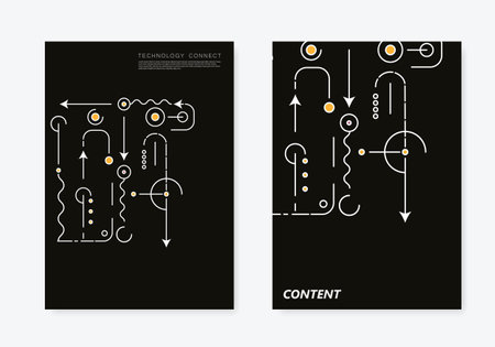 Abstract geometric shapes on cover brochures. Vector pattern texture. Technology creative designのイラスト素材