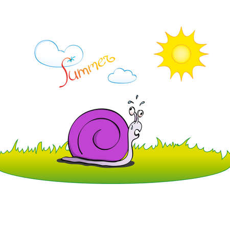 snail in summerのイラスト素材
