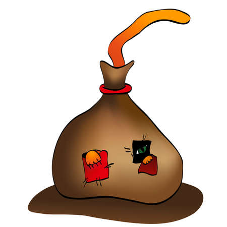 cat in bag - cartoonのイラスト素材