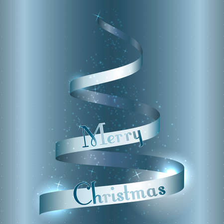 An abstract Christmas tree in the form of a loop. With a Christmas text on it. An elegant illustration for use on Christmas cards, web banners, posters etc.のイラスト素材