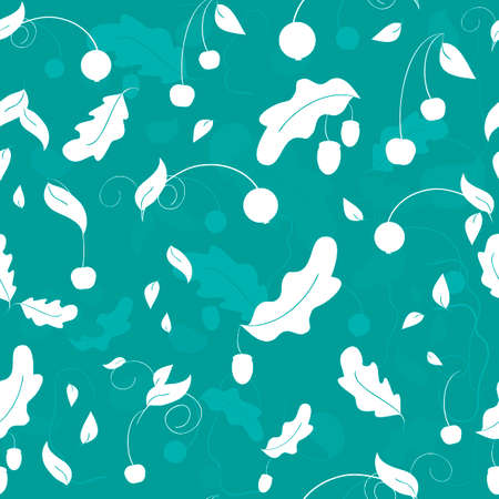 A nice pattern with the plants of autumn in fresh, modern colors and attractive contrast petrol white.のイラスト素材