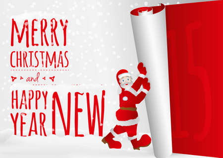 A trendy Christmas design for effective market presence. With Santa, snow and roll of the old year. Is ideal for everything from invitation cards to the background suited for print and web products.のイラスト素材