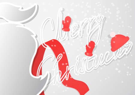 A fancy Christmas card with mustache and handmade outline font in a modern flat design and trendy colors. Is ideal for congratulation cards, posters, greeting cards etc.のイラスト素材