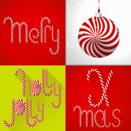 A chic Christmas card in a contemporary tile design, Lolli font and ball. のイラスト素材