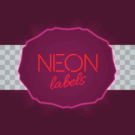 Vintage electric frame with bright neon lights. Purple neon light with transparent glow. A part three of collection. Very colorfull vintage label in traditional old style design. Vector illustrationのイラスト素材