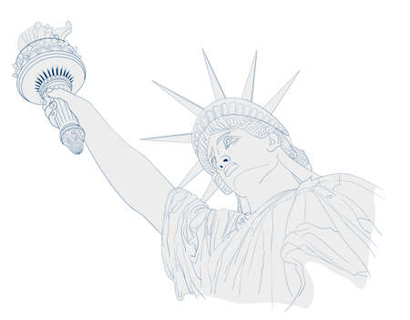Scribble art design for fourth of July Independence Day USA with symbol of America: Statue of Liberty with ink and shadow effects. Patriotic series, main celebration of USA. Artistic paintingのイラスト素材