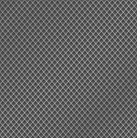 Realistic metal grid texture background. Structure of metal mesh fence with diagonal falling highlights and shadows. Perfect for your metal industry design, cards, banner, web.のイラスト素材