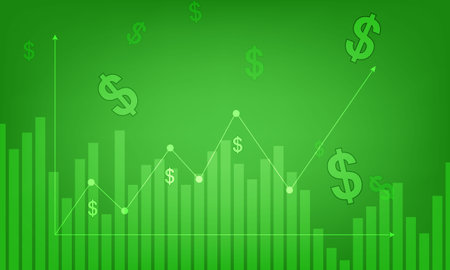 Stock market or forex trading graph green backgroundのイラスト素材