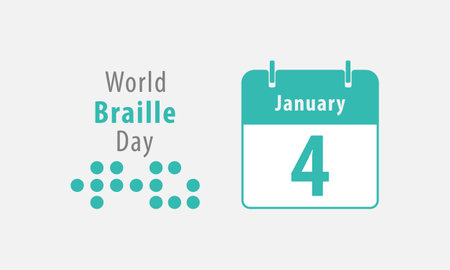 World Braille Day. April 4th. Calendar icon. Vector illustration.のイラスト素材